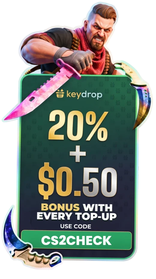 Key-Drop: 20% plus $0.50 bonus with a top-up, use code CS2CHECK (advertisement)
