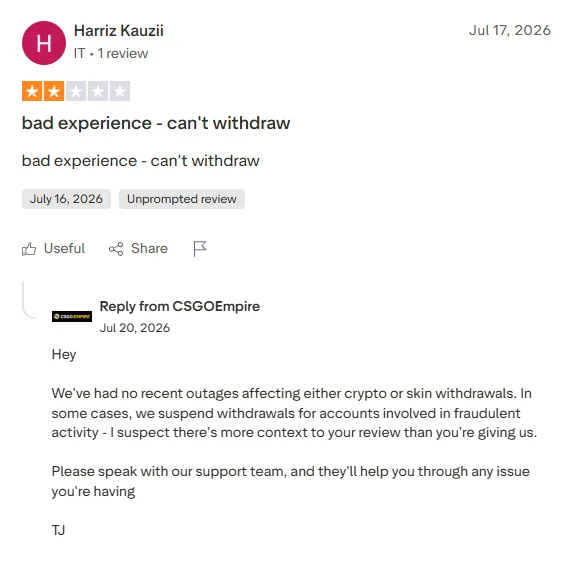 CSGOEmpire: 2-star review