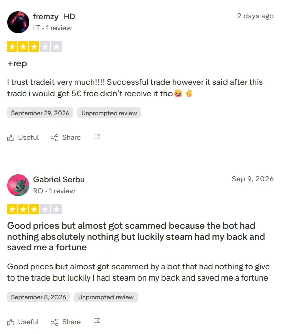 Tradeit: 3-star review