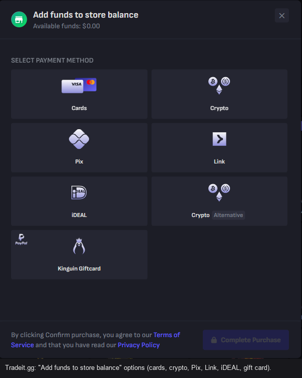 Ways to add funds to the store balance